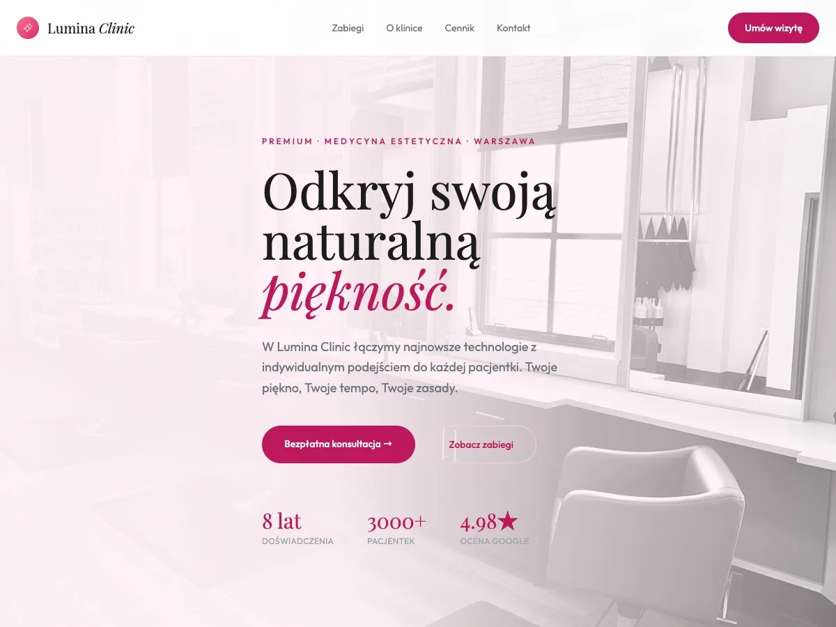 Lumina Clinic — projekt strony internetowej